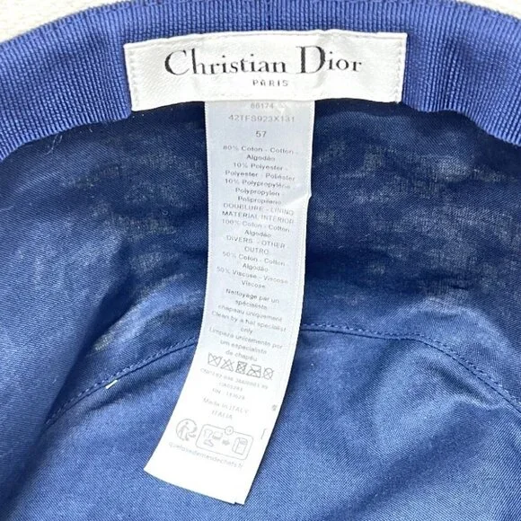 Dior 42TFS923X131 D-BOBBY Embroidered logo jacquard Hat Canvas White/Navy - Picture 7 of 12